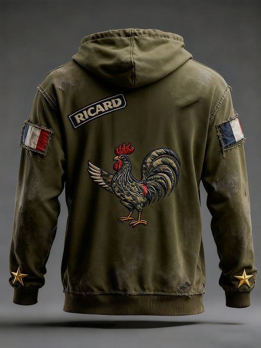 Férfi vintage francia zászló ricard szorult alkalmi hoodie