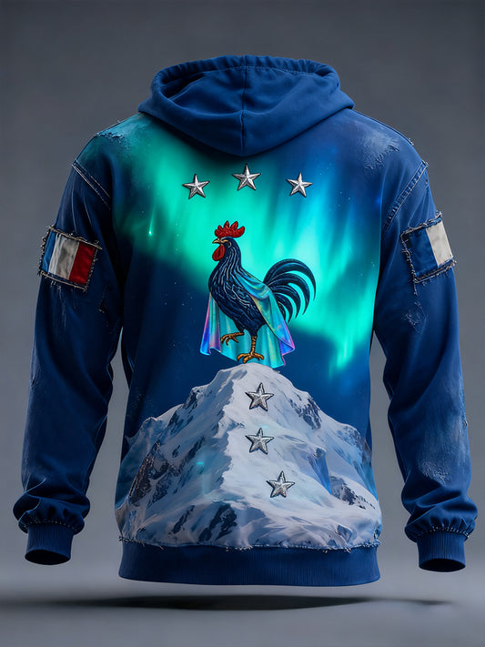 Férfi vintage francia zászló ricard szorult alkalmi hoodie