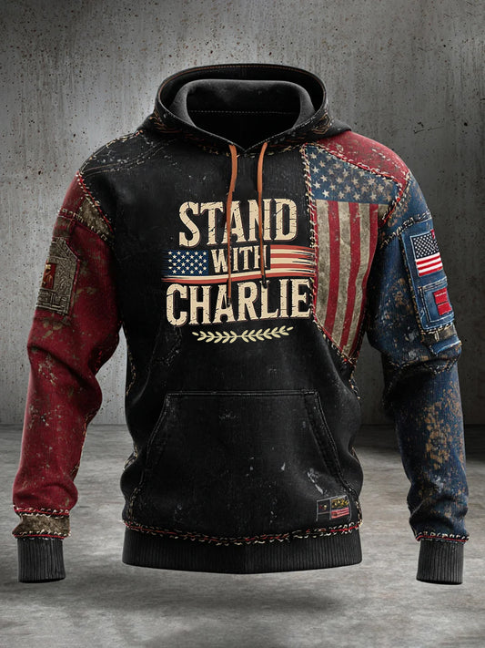 Férfi "szabadság nem szabad" amerikai zászló nyomtatás alkalmi hosszú ujjú pulóver