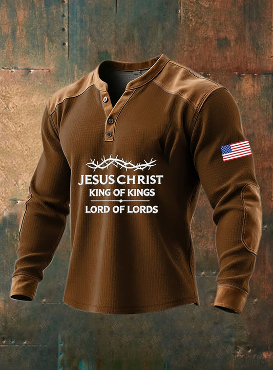 Férfi vintage hit alkalmi henley