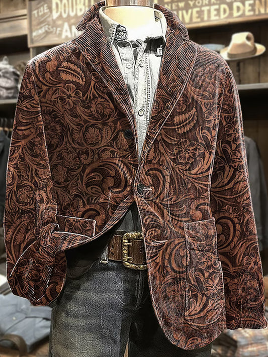 Férfi retro absztrakt művészet nyomtatás üzleti stílus alkalmi ruha kabát