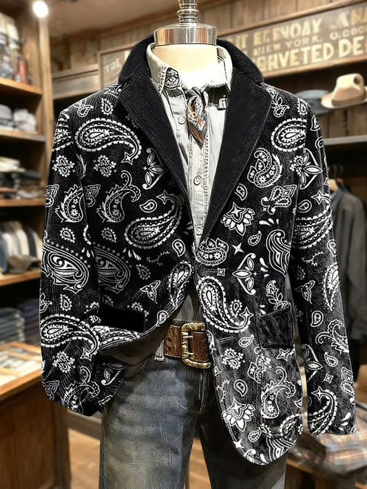 Férfi retro absztrakt művészet nyomtatás üzleti stílus alkalmi ruha kabát