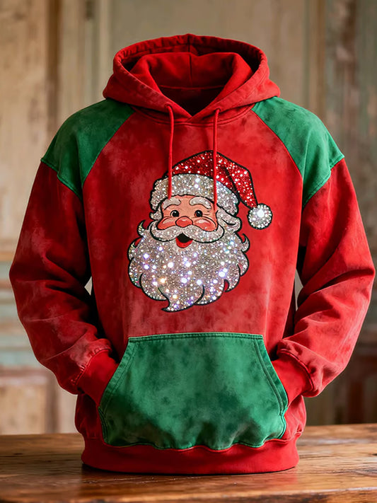 Férfi retro karácsonyi művészet nyomtatás alkalmi hoodie