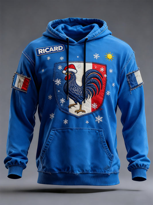 Férfi francia zászló ricard alkalmi hoodie