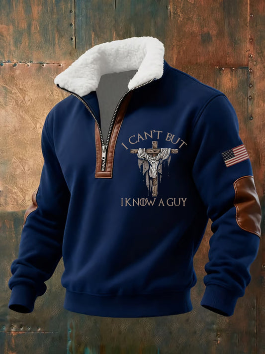 Férfi vintage art faith alkalmi pulóver