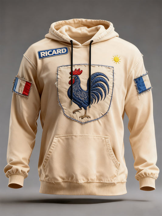 Férfi túlméretezett csepp-váll kapucnis zsebbel