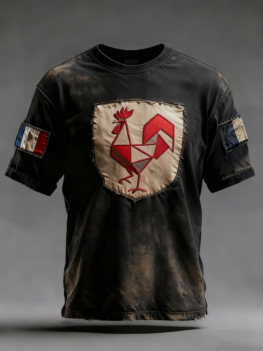 Férfi vintage francia zászló ricard szomorú alkalmi póló