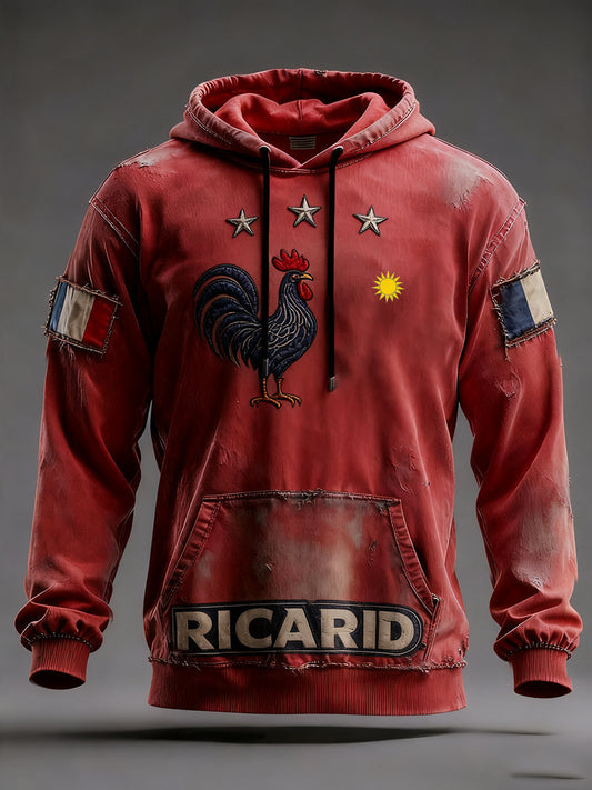 Férfi francia zászló ricard alkalmi hoodie
