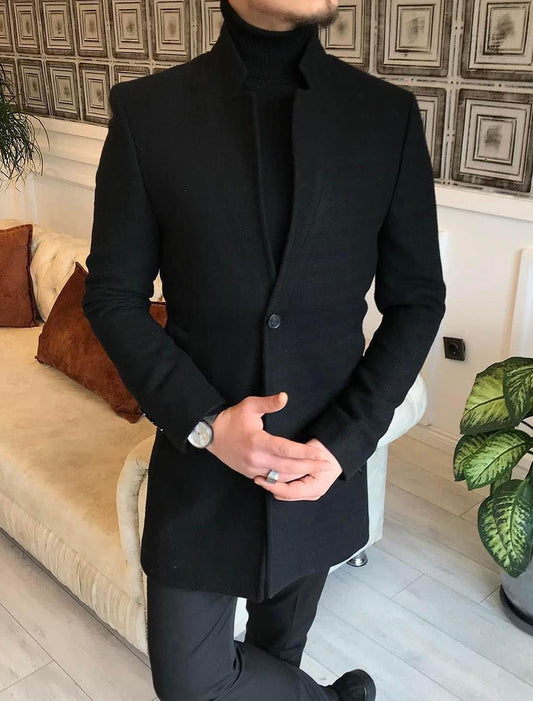 Férfi retro art print alkalmi gyapjú kabát