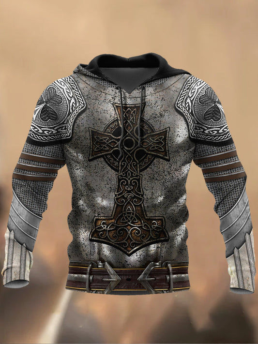 Férfi retro nyomtatott alkalmi pulóver