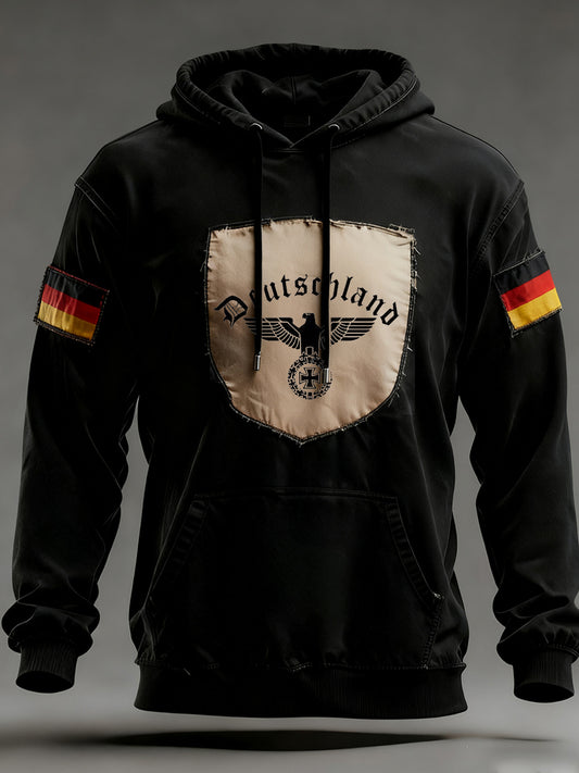 Férfi vintage német zászló művészeti nyomtatás hoodie