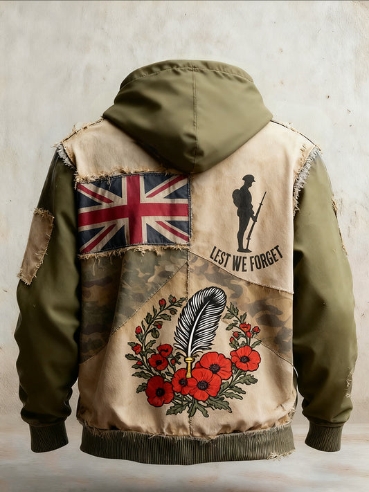 Men's remembrance day "forget me not" poppy hoodie