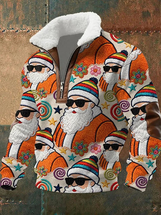 Férfi vintage karácsonyi művészet alkalmi pulóver