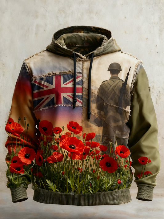 Men's remembrance day "forget me not" poppy hoodie