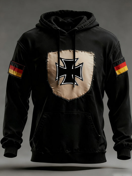 Férfi vintage német zászló művészeti nyomtatás hoodie