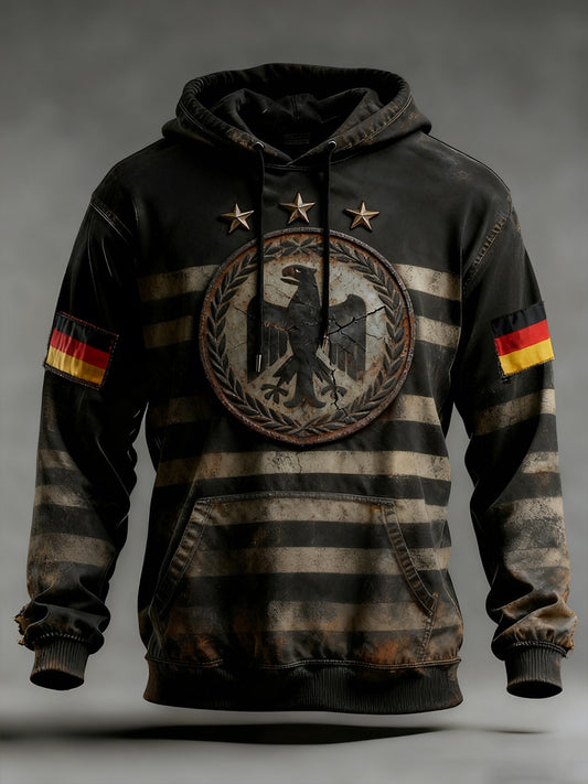 Férfi vintage német zászló művészeti nyomtatás hoodie