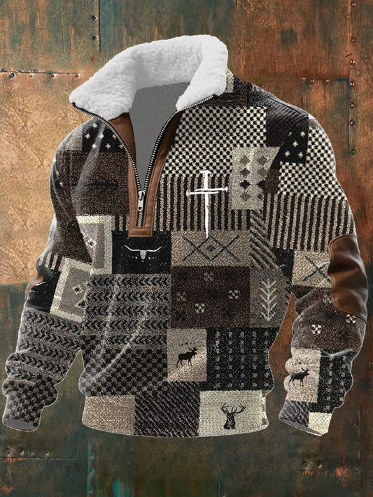 Férfi vintage art faith alkalmi pulóver