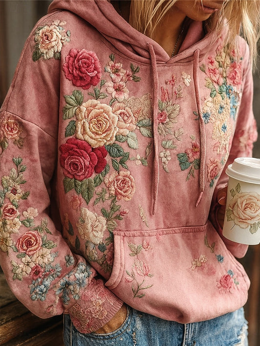 Női vintage bohém patchwork virágos alkalmi hoodie