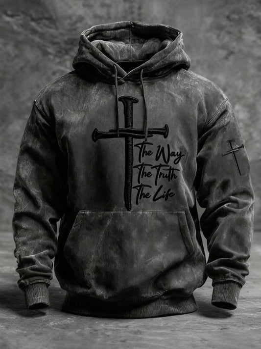 Férfi vintage art faith alkalmi hoodie