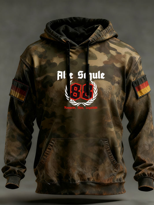 Férfi vintage német zászló művészeti nyomtatás hoodie