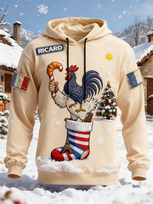 Férfi francia zászló ricard alkalmi hoodie
