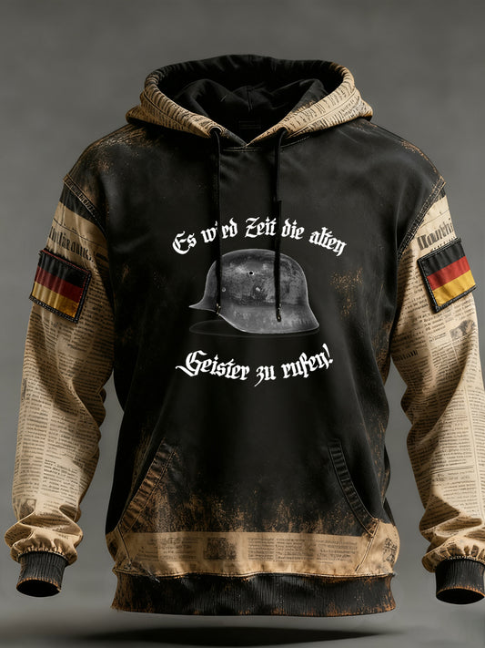 Férfi vintage német zászló művészeti nyomtatás hoodie