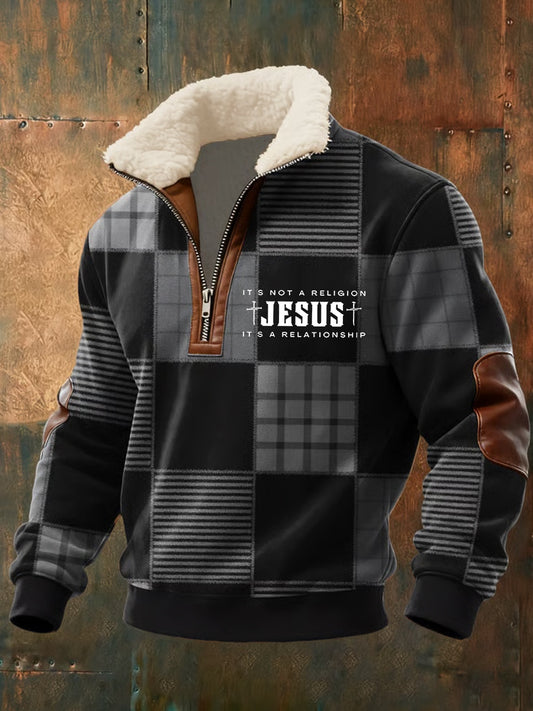 Férfi vintage art faith alkalmi pulóver