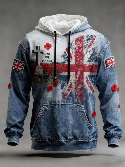 Men's remembrance day "forget me not" poppy hoodie