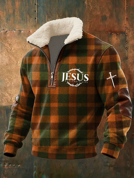 Férfi vintage art faith alkalmi pulóver