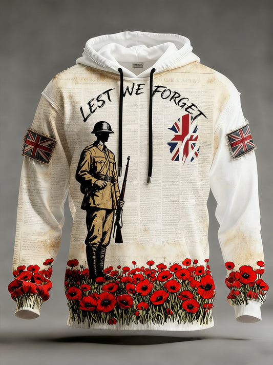 Men's remembrance day "forget me not" poppy hoodie