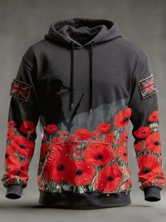 Men's remembrance day "forget me not" poppy hoodie