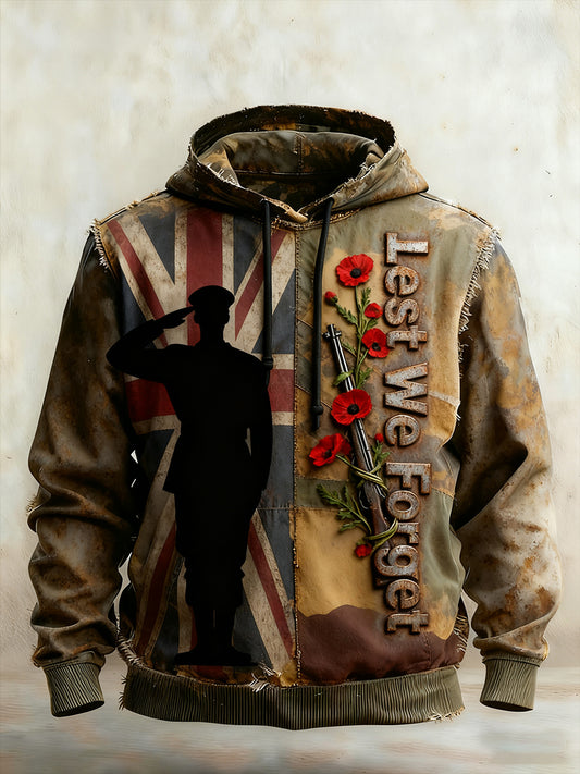 Men's remembrance day "forget me not" poppy hoodie
