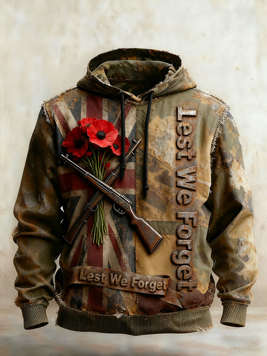 Men's remembrance day "forget me not" poppy hoodie