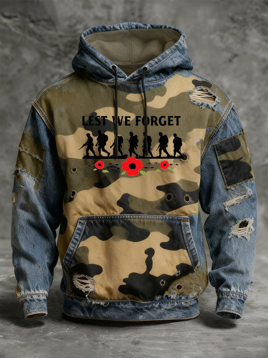 Men's remembrance day "forget me not" poppy hoodie