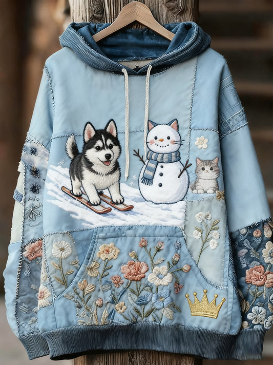 Unisex állat művészet nyomtatás alkalmi vintage kapucnis