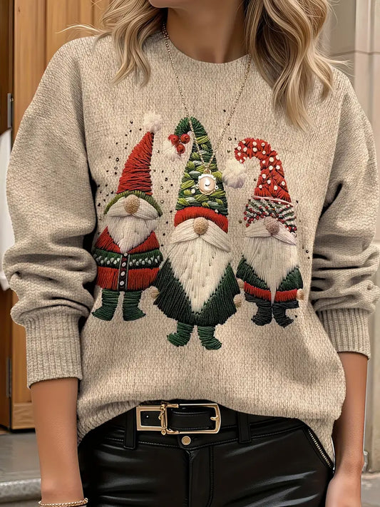 Női vintage karácsonyi művészet nyomtatás kényelmes alkalmi izzadás