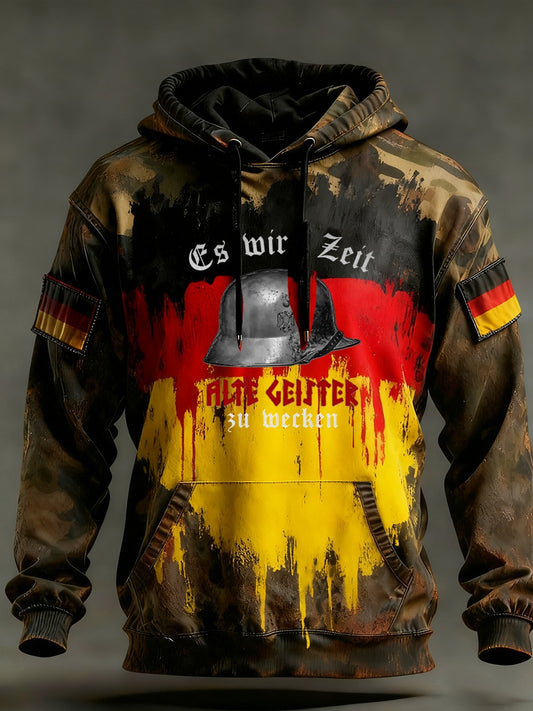 Férfi vintage német zászló művészeti nyomtatás hoodie