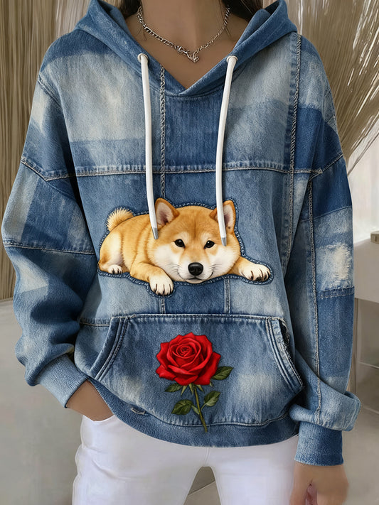 Női vintage állat művészet nyomtatás alkalmi retro hoodi