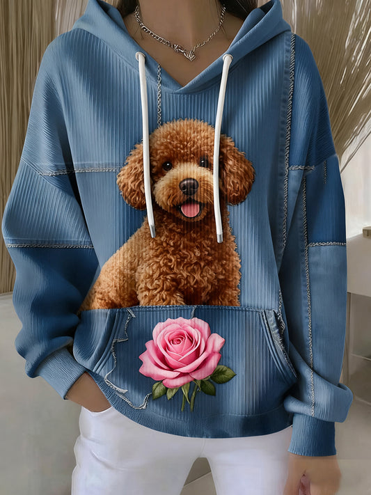 Női vintage állat művészet nyomtatás alkalmi retro kapucnis