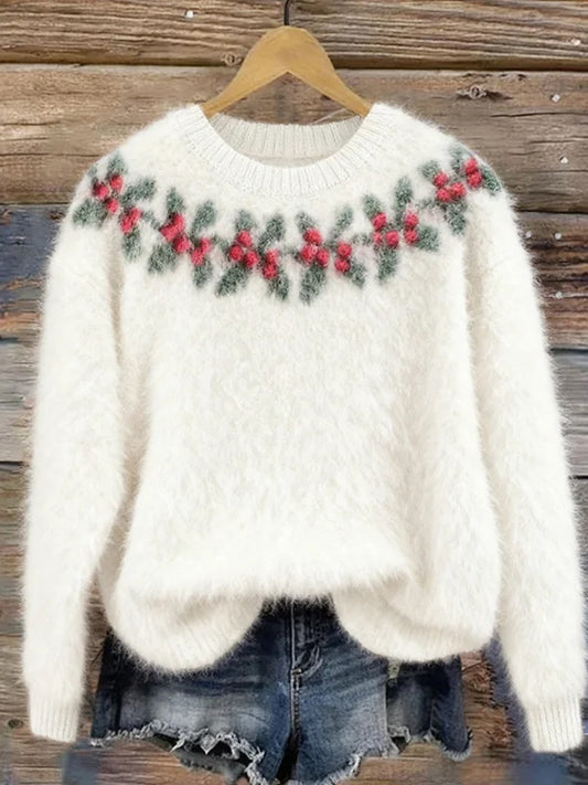 Női vintage karácsonyi művészet nyomtatás hangulatos flanel pulóver