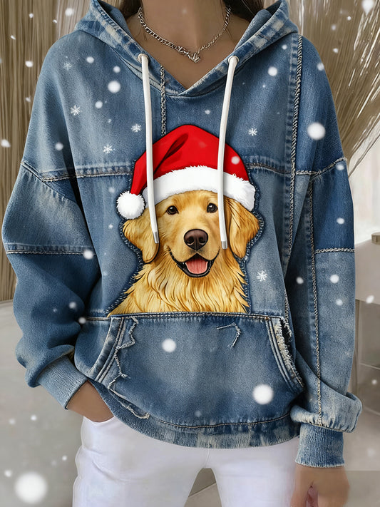 Női vintage állat művészet nyomtatás alkalmi retro kapucnis