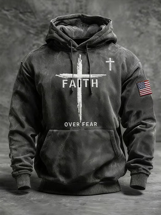 Férfi vintage art faith alkalmi hoodie