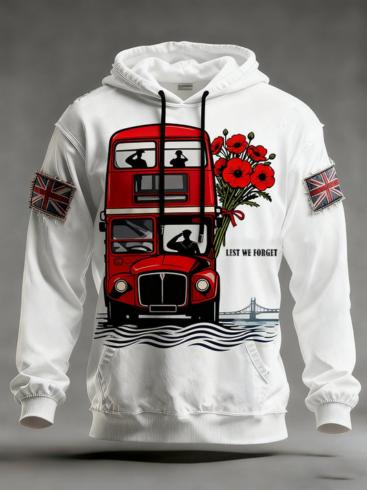 Men's remembrance day "lest we forget" poppy hoodie