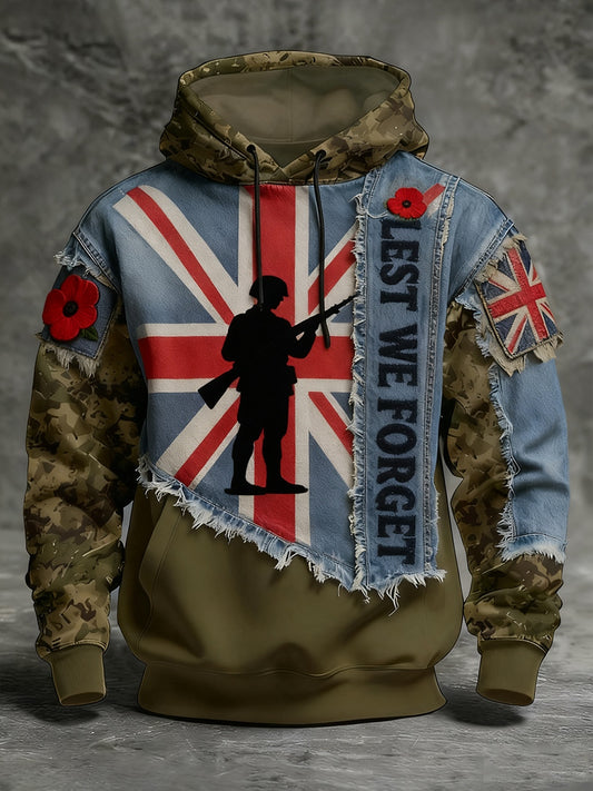 Men's remembrance day "lest we forget" poppy hoodie