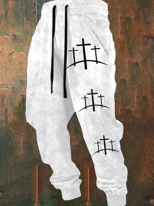 Férfi retro hit nyomtatás laza alkalmi nadrág