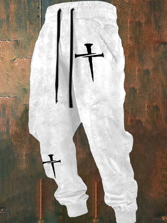 Férfi retro hit nyomtatás laza alkalmi nadrág