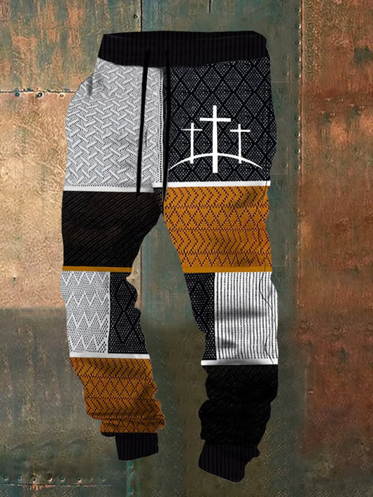 Férfi retro hit nyomtatás laza alkalmi nadrág