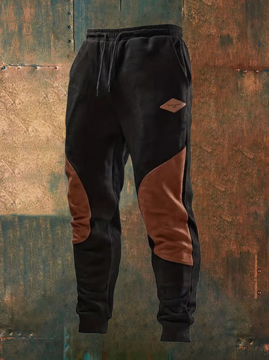 Férfi retro western nyomtatás laza alkalmi nadrág