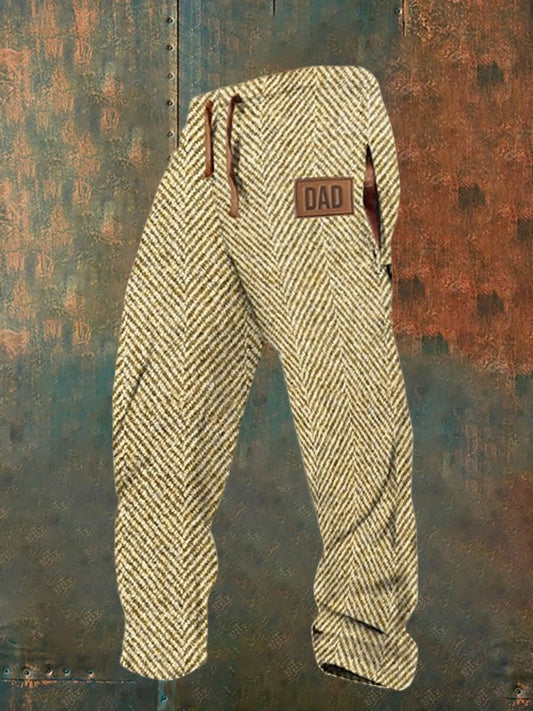 Férfi retro western nyomtatás laza alkalmi nadrág