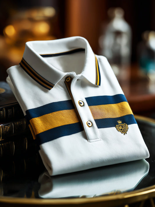 Retro royal stripe premium business rövid ujjú pólóing